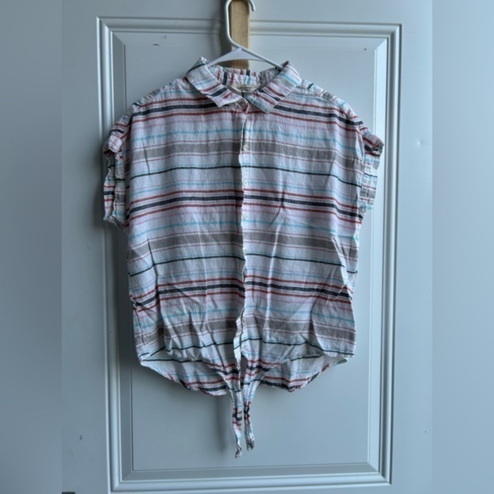 Weatherproof | Vintage linen front tie | Women’s M top
